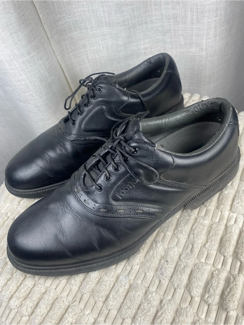 FootJoy Contour Series Black Leather Spikeless Golf Shoes Men's Size 10.5 M
